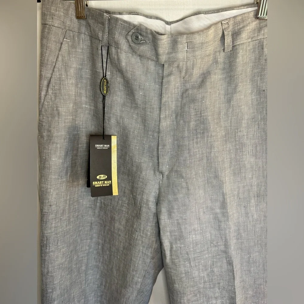 Classic Men's Light Gray Linen Dress Pants